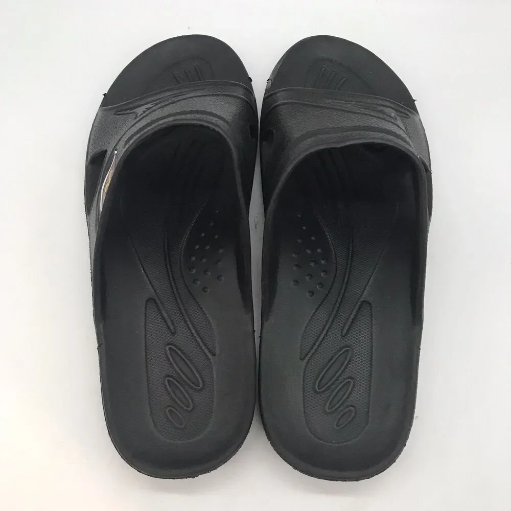 Men's 8-9 Lightweight Black Shower Sandals  Comfortable Pool Slides Beach Shoes